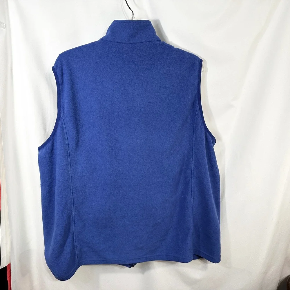 Lands' End Plus Size 2X Fleece Vest Blue Full Zip Sleeveless Winter‎ Outdoor 263